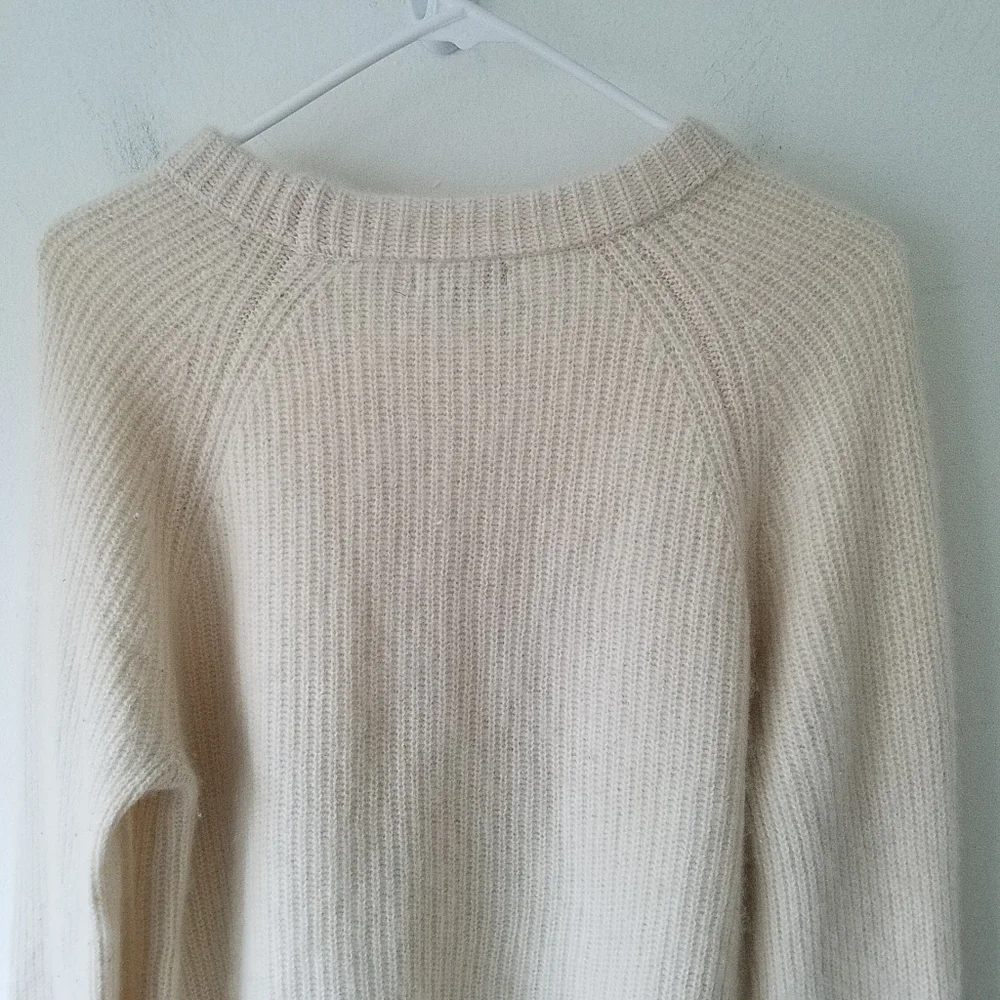 Quince 100% Cashmere Fisherman Ribbed Knit Cream Crew Neck Sweater Size Large - Picture 10 of 12
